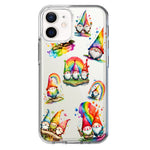 Apple iPhone 12 Colorful Neon Glow Rainbow Gnomes Painting Hybrid Protective Phone Case Cover