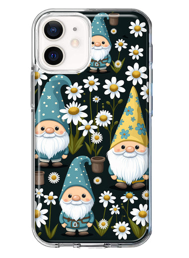 Apple iPhone 11 Cute White Daisies Gnomes Flowers Floral Double Layer Phone Case Cover