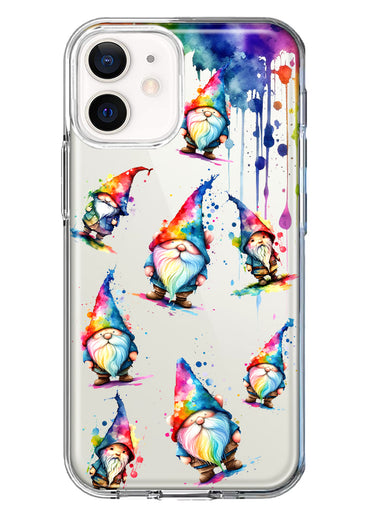 Apple iPhone 11 Neon Water Painting Colorful Splash Gnomes Hybrid Protective Phone Case Cover