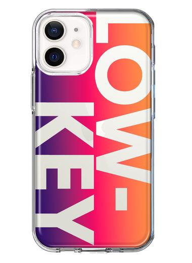 Apple iPhone 12 Purple Pink Orange Clear Funny Text Quote Low Key Hybrid Protective Phone Case Cover