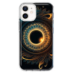 Apple iPhone 12 Mini Mandala Geometry Abstract Eclipse Pattern Hybrid Protective Phone Case Cover