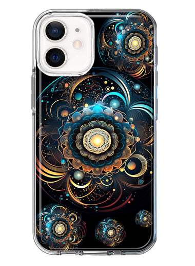 Apple iPhone 12 Mini Mandala Geometry Abstract Multiverse Pattern Hybrid Protective Phone Case Cover