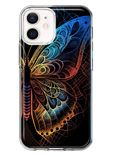 Apple iPhone 12 Mini Mandala Geometry Abstract Butterfly Pattern Hybrid Protective Phone Case Cover