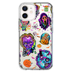 Apple iPhone 12 Mini Cute Halloween Spooky Horror Scary Neon Characters Hybrid Protective Phone Case Cover