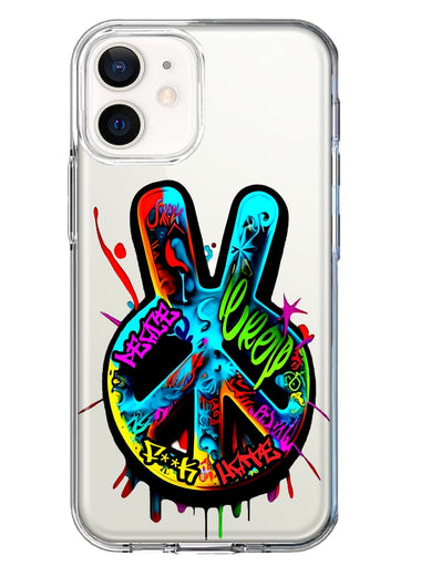 Apple iPhone 12 Mini Peace Graffiti Painting Art Hybrid Protective Phone Case Cover
