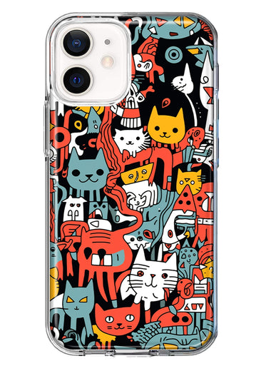 Apple iPhone 11 Psychedelic Cute Cats Friends Pop Art Hybrid Protective Phone Case Cover