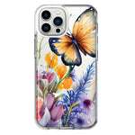 Apple iPhone 11 Pro Spring Summer Flowers Butterfly Purple Blue Lilac Floral Hybrid Protective Phone Case Cover