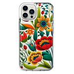 Apple iPhone 11 Pro Max Colorful Red Orange Folk Style Floral Vibrant Spring Flowers Hybrid Protective Phone Case Cover