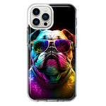 Apple iPhone 12 Pro Neon Rainbow Glow Bulldog Hybrid Protective Phone Case Cover