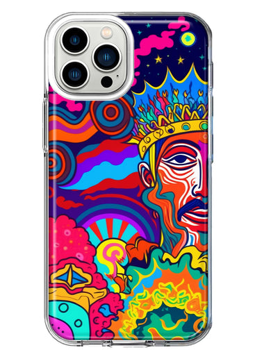 Apple iPhone 12 Pro Neon Rainbow Psychedelic Indie Hippie Indie King Hybrid Protective Phone Case Cover