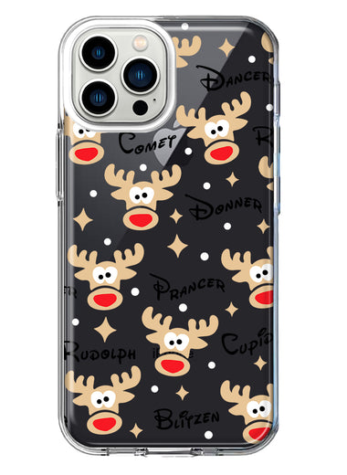 Apple iPhone 12 Pro Max Red Nose Reindeer Christmas Winter Holiday Hybrid Protective Phone Case Cover