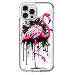 Apple iPhone 11 Pro Pink Flamingo Painting Graffiti Hybrid Protective Phone Case Cover