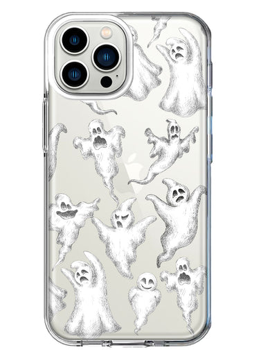 Apple iPhone 12 Pro Max Cute Halloween Spooky Floating Ghosts Horror Scary Hybrid Protective Phone Case Cover