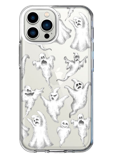 Apple iPhone 11 Pro Max Cute Halloween Spooky Floating Ghosts Horror Scary Hybrid Protective Phone Case Cover