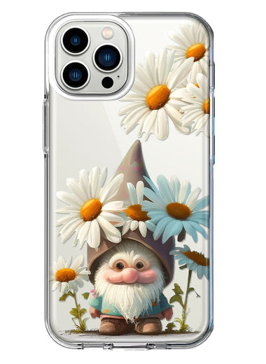 Apple iPhone 12 Pro Max Cute Gnome White Daisy Flowers Floral Hybrid Protective Phone Case Cover