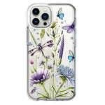 Apple iPhone 12 Pro Max Lavender Dragonfly Butterflies Spring Flowers Hybrid Protective Phone Case Cover