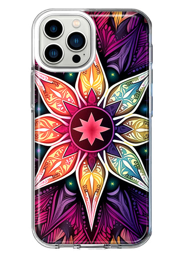 Apple iPhone 12 Pro Mandala Geometry Abstract Star Pattern Hybrid Protective Phone Case Cover