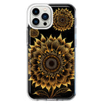 Apple iPhone 12 Pro Max Mandala Geometry Abstract Sunflowers Pattern Hybrid Protective Phone Case Cover