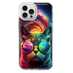 Apple iPhone 11 Pro Neon Rainbow Galaxy Cat Hybrid Protective Phone Case Cover