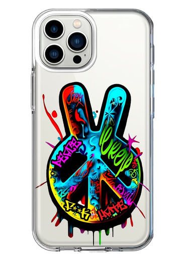 Apple iPhone 11 Pro Max Peace Graffiti Painting Art Hybrid Protective Phone Case Cover