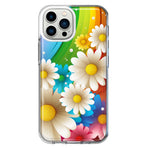 Apple iPhone 12 Pro Colorful Rainbow Daisies Blue Pink White Green Double Layer Phone Case Cover