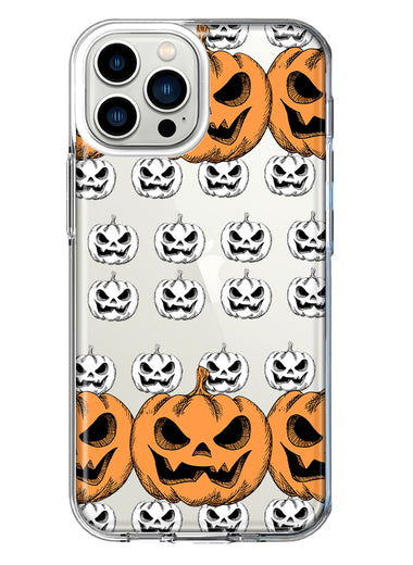 Apple iPhone 12 Pro Halloween Spooky Horror Scary Jack O Lantern Pumpkins Hybrid Protective Phone Case Cover
