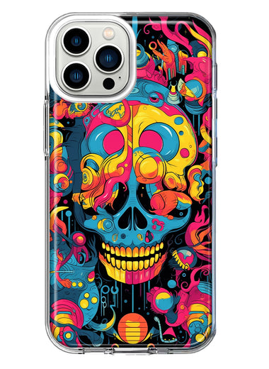 Apple iPhone 12 Pro Max Psychedelic Trippy Death Skull Pop Art Hybrid Protective Phone Case Cover