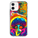 Apple iPhone 12 Mini Neon Rainbow Psychedelic Trippy Hippie Big Brain Hybrid Protective Phone Case Cover