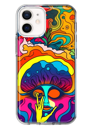 Apple iPhone 11 Neon Rainbow Psychedelic Trippy Hippie Big Brain Hybrid Protective Phone Case Cover