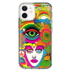 Apple iPhone 12 Mini Neon Rainbow Psychedelic Trippy Hippie DaydreamHybrid Protective Phone Case Cover
