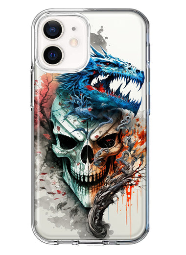 Apple iPhone 12 Mini Fantasy Blue Dragon Dream Skull Double Layer Phone Case Cover