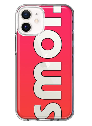 Apple iPhone 12 Red Pink Clear Funny Text Quote Smol Hybrid Protective Phone Case Cover