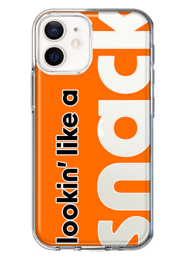 Apple iPhone 12 Orange Clear Funny Text Quote Snack Hybrid Protective Phone Case Cover