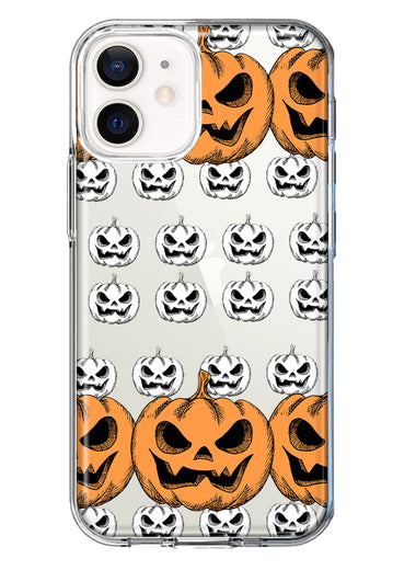 Apple iPhone 12 Halloween Spooky Horror Scary Jack O Lantern Pumpkins Hybrid Protective Phone Case Cover