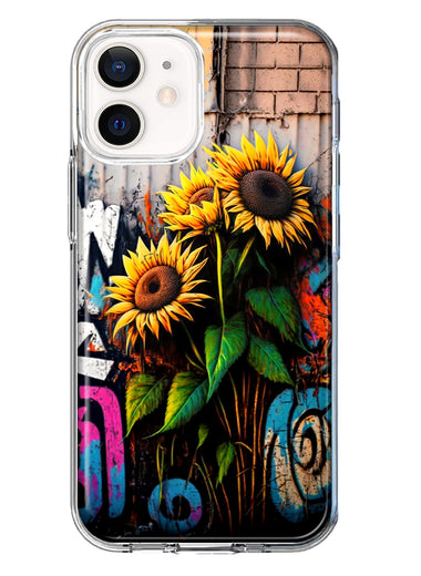 Apple iPhone 12 Sunflowers Graffiti Painting Art Hybrid Protective Phone Case Cover