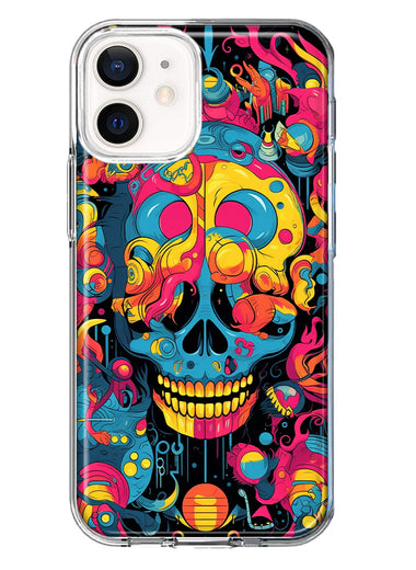 Apple iPhone 12 Psychedelic Trippy Death Skull Pop Art Hybrid Protective Phone Case Cover