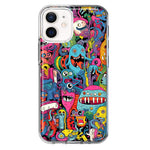Apple iPhone 11 Psychedelic Trippy Happy Aliens Characters Hybrid Protective Phone Case Cover