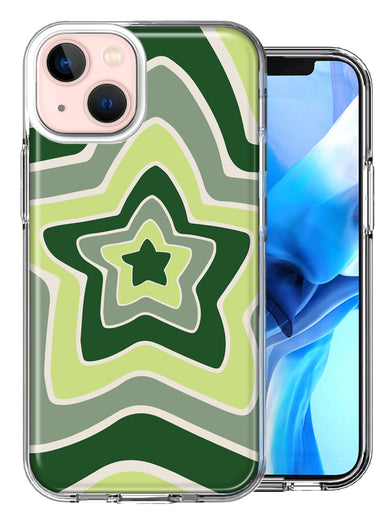 Apple iPhone 13 Matcha Green Tea Stars Design Double Layer Phone Case Cover