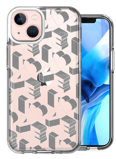 Apple iPhone 13 3D Love Letters Hearts Valentine's Day Double Layer Phone Case Cover