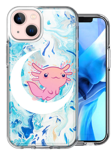 Apple iPhone 14 Pink Axolotl Moon Design Double Layer Phone Case Cover