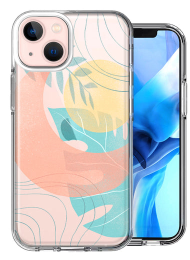 Apple iPhone 13 Tropical Sun Moon Design Double Layer Phone Case Cover