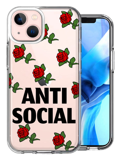 Apple iPhone 13 Anti Social Roses Design Double Layer Phone Case Cover