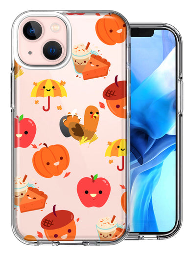 Apple iPhone 15 Plus Thanksgiving Cute Autumn Fall Pumpkins Design Double Layer Phone Case Cover