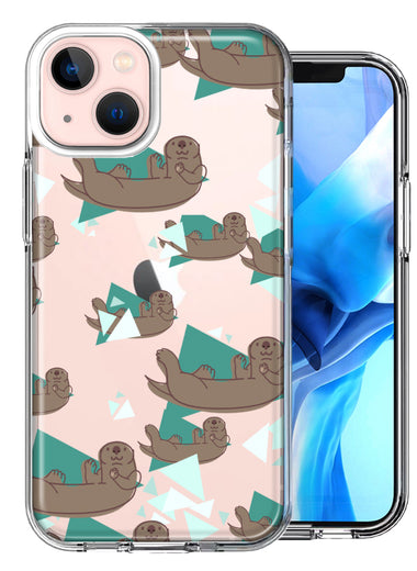 Apple iPhone 13 Cute Otter Design Double Layer Phone Case Cover