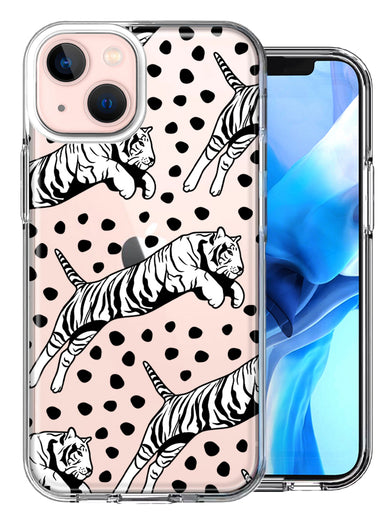 Apple iPhone 13 Mini Tiger Polkadots Design Double Layer Phone Case Cover