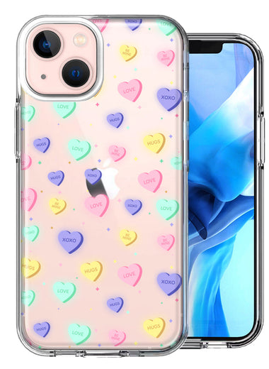 Apple iPhone 15 Plus Valentine's Day Heart Candies Design Double Layer Phone Case Cover
