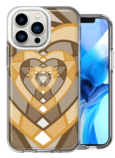 Apple iPhone 13 Pro Latte Coffee Gem Hearts Design Double Layer Phone Case Cover