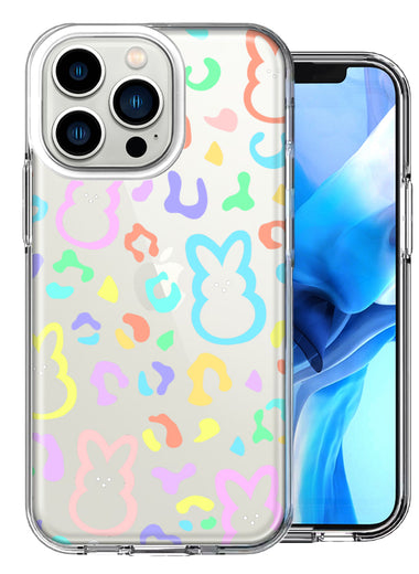 Apple iPhone 13 Pro Leopard Easter Bunny Candy Colorful Rainbow Double Layer Phone Case Cover
