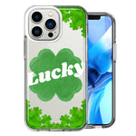 Apple iPhone 14 Pro Max Lucky St Patrick's Day Shamrock Green Clovers Design Double Layer Phone Case Cover