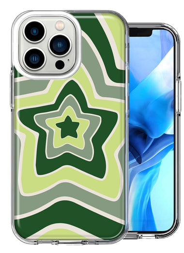 Apple iPhone 13 Pro Matcha Green Tea Stars Design Double Layer Phone Case Cover